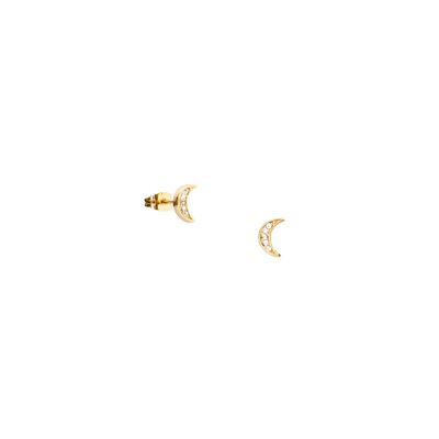 GOLD PLATED CRYSTAL MOON EARRING - DST1-0200LUNAD