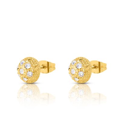 GOLD PLATED HALF BALL EARRING - DST1-0030CRD