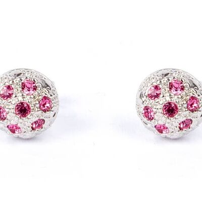 SILVER PLATED HALF BALL EARRING - DST1-0030RS