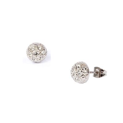 SILVER PLATED HALF BALL EARRING - DST1-0030CRP