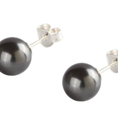 SILVER PLATED BLACK PEARL EARRING - DST1-0018PNG