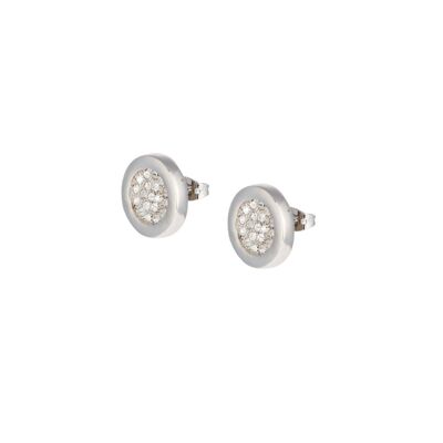 SILVER PLATED ROUND EARRING - DST1-0025CRP