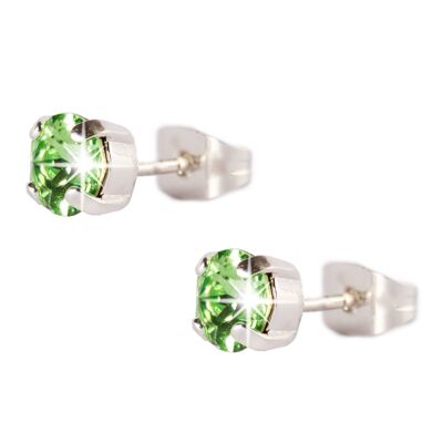 SILVER PLATED 6MM COLOR STONE EARRINGS - DST1-0010PP