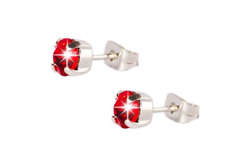 PENDIENTES PIEDRA COLOR  6MM CHAPADO PLATA - DST1-0010PRJ