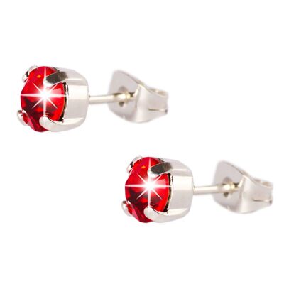 SILVER PLATED 6MM COLOR STONE EARRINGS - DST1-0010PRJ