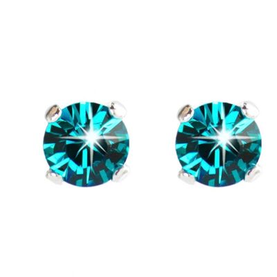 SILVER PLATED 6MM COLOR STONE EARRINGS - DST1-0010PBZ