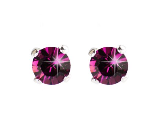 PENDIENTES PIEDRA COLOR  6MM CHAPADO PLATA - DST1-0010PAM