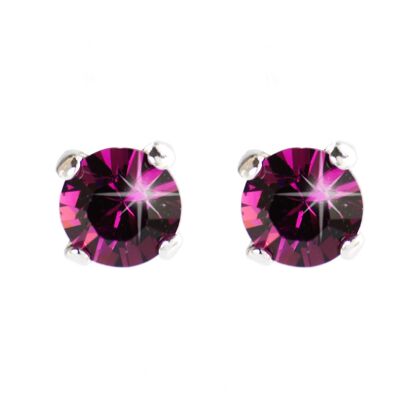 PENDIENTES PIEDRA COLOR  6MM CHAPADO PLATA - DST1-0010PAM