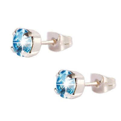 SILVER PLATED 6MM COLOR STONE EARRINGS - DST1-0010PAG