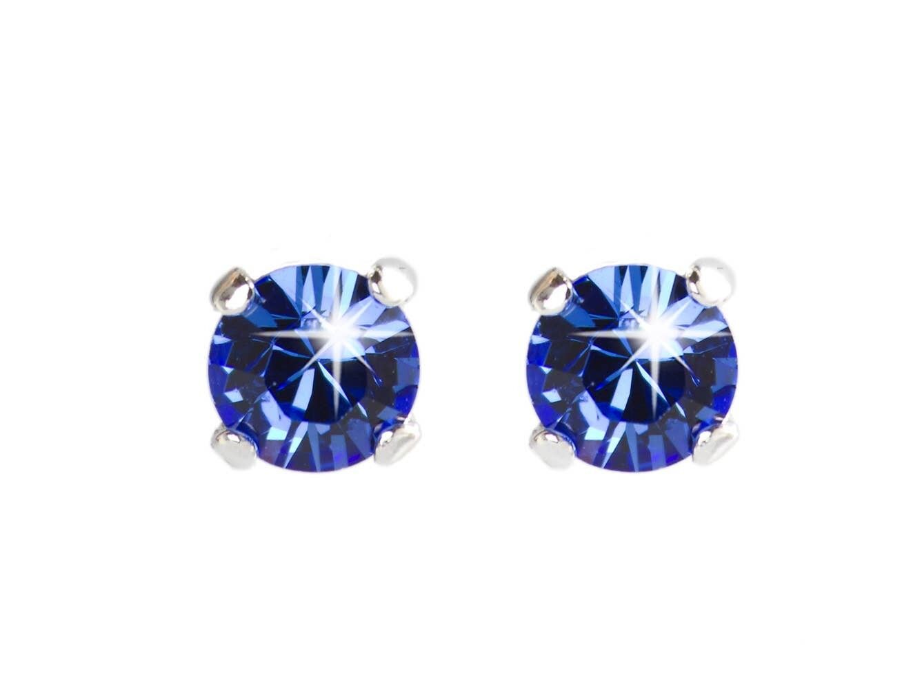 SILVER PLATED 6MM COLOR STONE EARRINGS - DST1-0010PSH