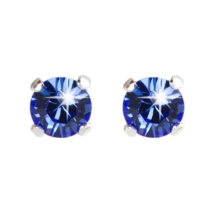 SILVER PLATED 6MM COLOR STONE EARRINGS - DST1-0010PSH