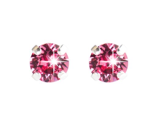 PENDIENTES PIEDRA COLOR  6MM CHAPADO PLATA - DST1-0010PRS