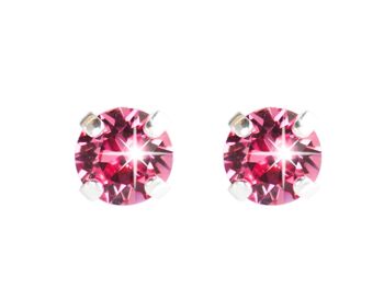 BOUCLES D'OREILLES PLAQUÉ ARGENT 6MM PIERRE DE COULEUR - DST1-0010PRS