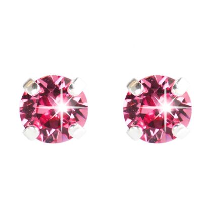 PENDIENTES PIEDRA COLOR  6MM CHAPADO PLATA - DST1-0010PRS