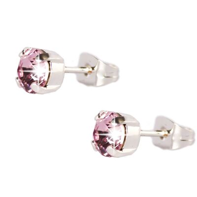 SILVER PLATED 6MM COLOR STONE EARRINGS - DST1-0010PAL