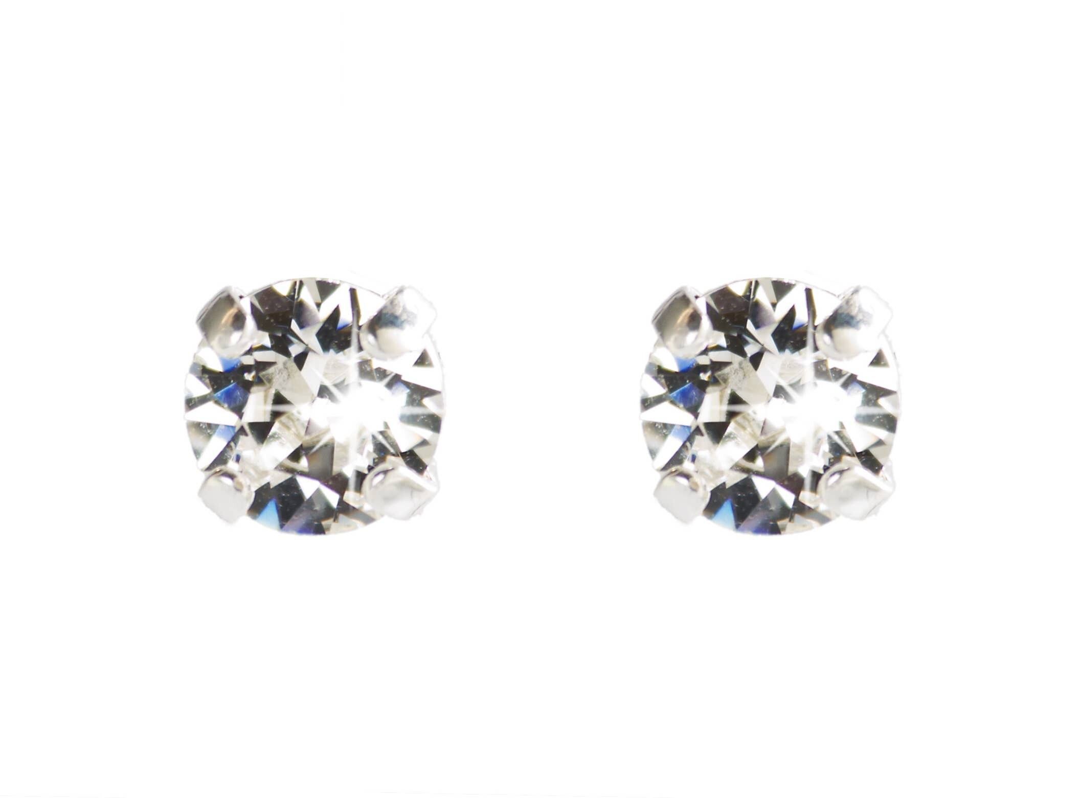 ORECCHINI CON PIETRA COLORE ARGENTO PLACCATO 6MM - DST1-0010PCR