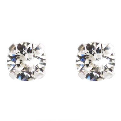 PENDIENTES PIEDRA COLOR  6MM CHAPADO PLATA - DST1-0010PCR