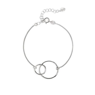 2 CIRCLES PLATED SILVER BRACELET - DST4-0300P