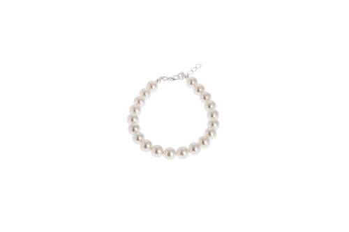 PULSERA PERLAS BLANCAS CHAPADO EN PLATA - DST4-0100BL