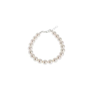 SILVER PLATED WHITE PEARLS BRACELET - DST4-0100BL