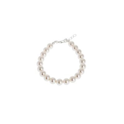 PULSERA PERLAS BLANCAS CHAPADO EN PLATA - DST4-0100BL