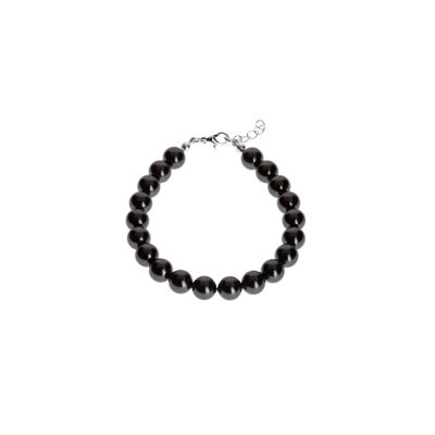 PULSERA PERLAS NEGRAS CHAPADO EN PLATA - DST4-0100NG