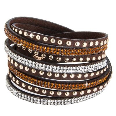 LEATHER BRACELET WITH BROWN STONES - DST4-0088MATP