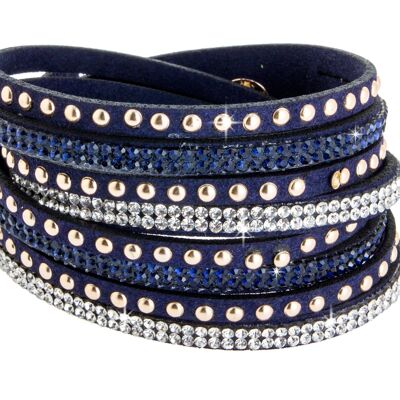 BRACELET EN CUIR AVEC PIERRES BLEUES - DST4-0088MTCR