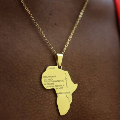 Africa cities map necklace