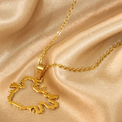 Antigua 18ct Gold Plated Stainless Steel Map Necklace