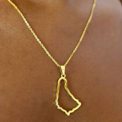 Barbados 18ct Gold Plated Stainless Steel Outline Necklace