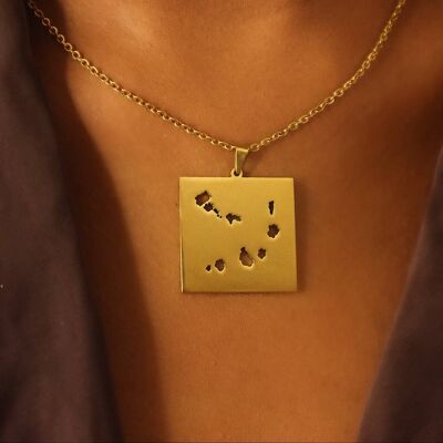 Cape Verde 18ct Gold Plated Stainless Steel Outline Map Necklace