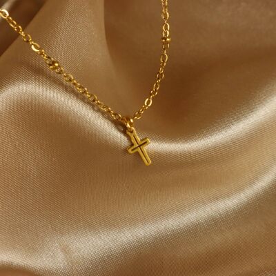 Dainty Crucifix 18ct Gold Plated Stainless Steel Necklace