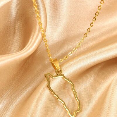 Dominica 18ct Gold Plated Stainless Steel Outline Map Necklace