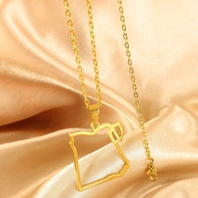 Egypt 18ct Gold Plated Stainless Steel Outline Map Necklace