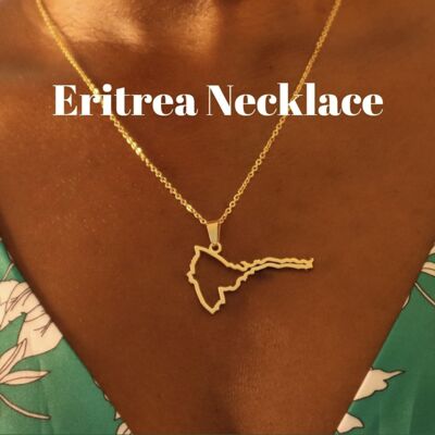 Eritrea 18ct Gold Plated Stainless Steel Map Necklace