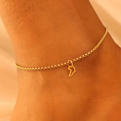 Fanta Africa Outline 18ct gold plated on stainless steel Anklet