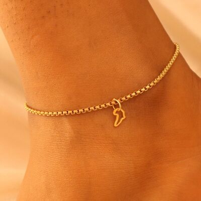 Fanta Africa Outline 18ct gold plated on stainless steel Anklet
