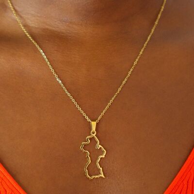 Guyana 18ct Gold Plated Stainless Steel Outline Necklace
