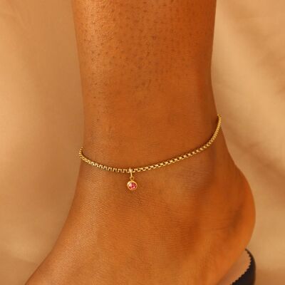 Jade 18ct Gold Plated Stainless Steel Anklet