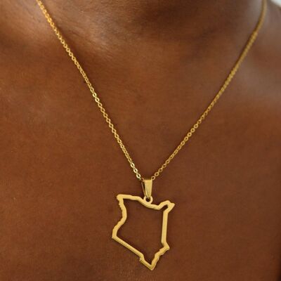 Kenya 18ct Gold Plated Stainless Steel Map Necklace