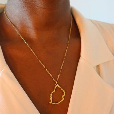 Mauritius 18ct Gold Plated Stainless Steel Map Necklace