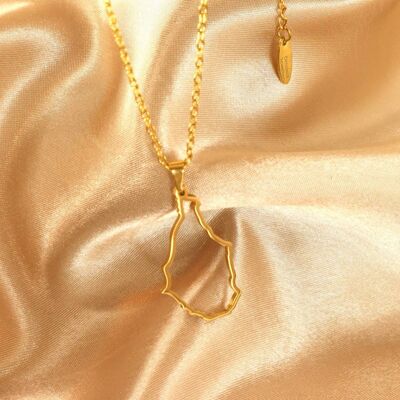 Montserrat 18ct Gold Plated Stainless Steel Outline Map Necklace