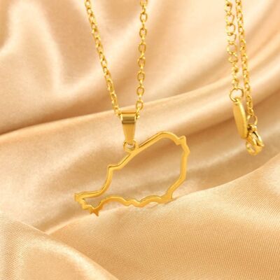 Niger 18ct Gold Plated Stainless Steel Outline Map Necklace
