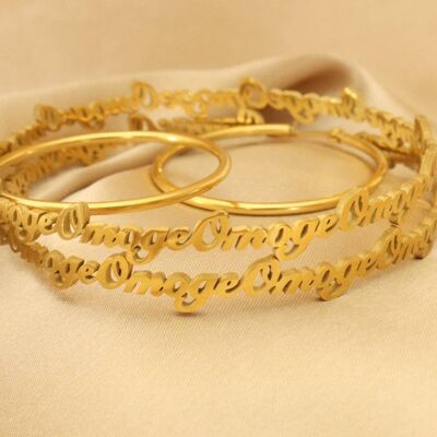 Omoge 18ct Gold Plated Stainless Steel Hoops