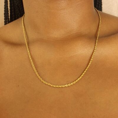 Sade 18ct gold plated stainless steel rope necklace