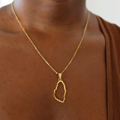 St. Vincent 18ct Gold Plated Stainless Steel Map Necklace