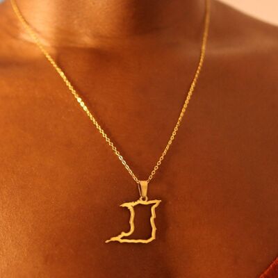 Trinidad 18ct Gold Plated Stainless Steel Map Necklace