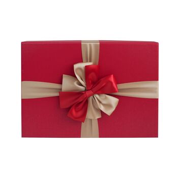 Lot de 3 rectangles, coffret cadeau rouge framboise, ruban rouge doré 2