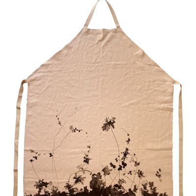 LOUISETTE APRON, ROSEWOOD collar, LINEN, MADE IN FRANCE